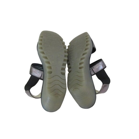 Fly London Yaco Graphite Leather Wedge Sandals US9 EU40 - Picture 6 of 6